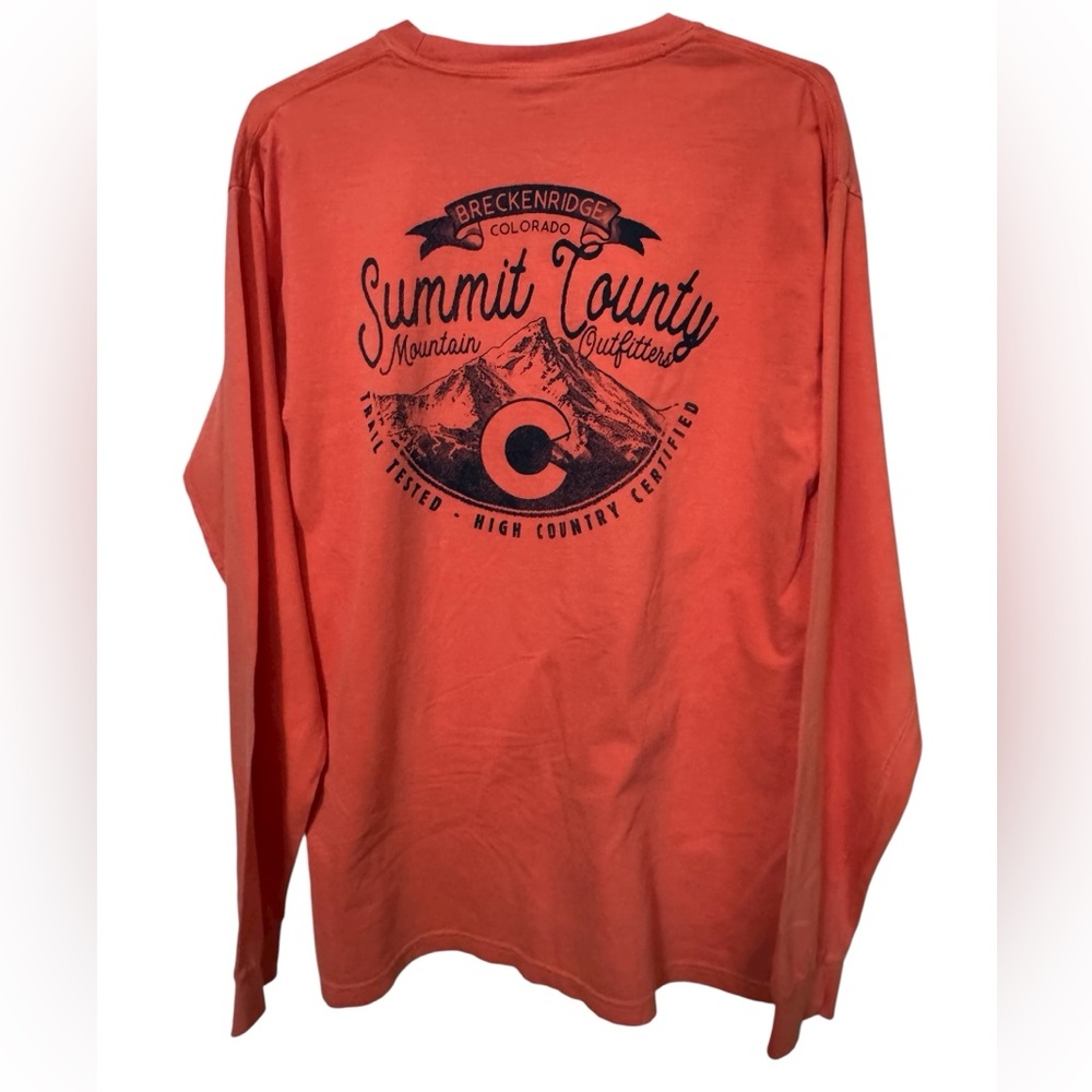 Neon Orange Breckenridge Colorado Summit County Men’s L Long Sleeve T-Shirt MINT